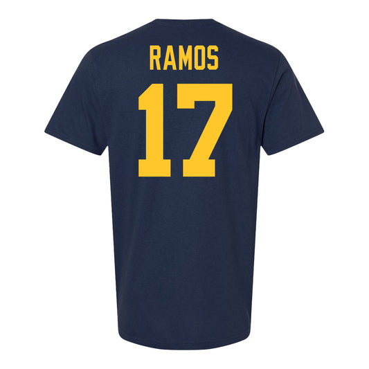 Michigan Wolvernes #17 Joao Paulo Ramos Student Athlete Navy Men's Soccer T-Shirt