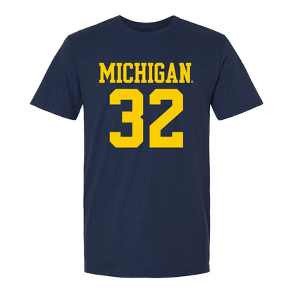 Michigan Wolvernes #32 Kian Concepcion Student Athlete Navy Men's Soccer T-Shirt
