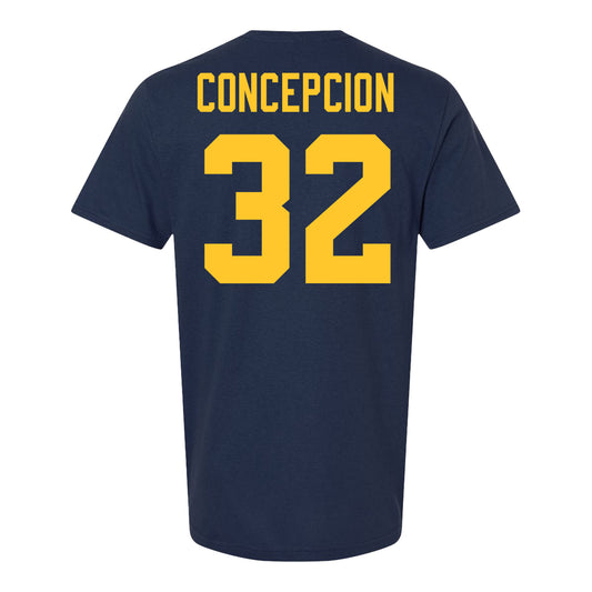Michigan Wolvernes #32 Kian Concepcion Student Athlete Navy Men's Soccer T-Shirt