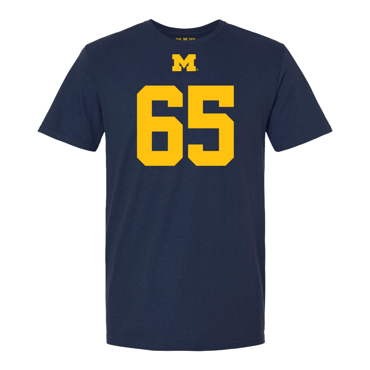 Michigan Wolverines #65 Andrew Babaola  Student Athlete Blue Football T-Shirt - Front View