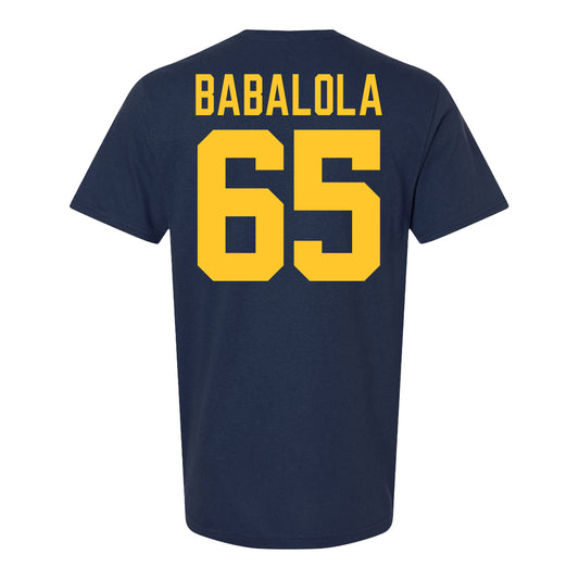 Michigan Wolverines #65 Andrew Babaola  Student Athlete Blue Football T-Shirt - Back View