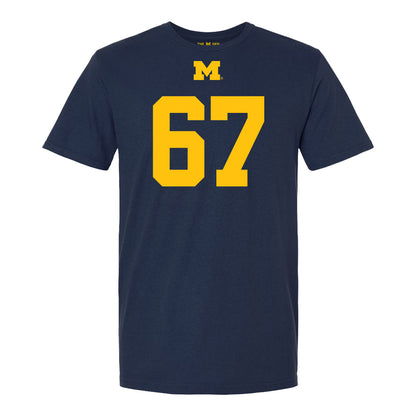 Michigan Wolverines #67 Trent Middleton Student Athlete Blue Football T-Shirt - Front View