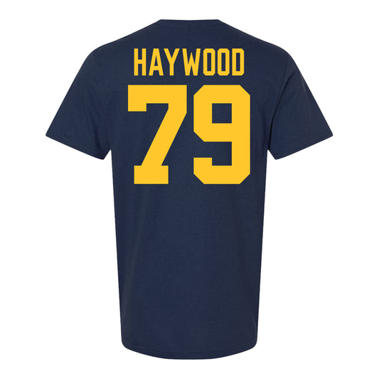 Michigan Wolverines #79 Ty Haywood Student Athlete Blue Football T-Shirt - Back View