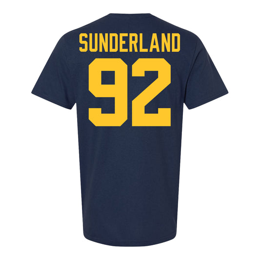 Michigan Wolverines #92 Beckham Sunderland Student Athlete Blue Football T-Shirt - Back View