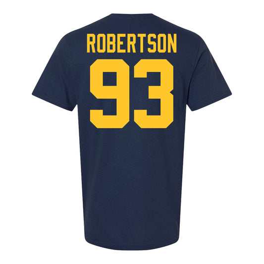 Michigan Wolverines #93 Hunter Robertson Student Athlete Blue Football T-Shirt - Back View