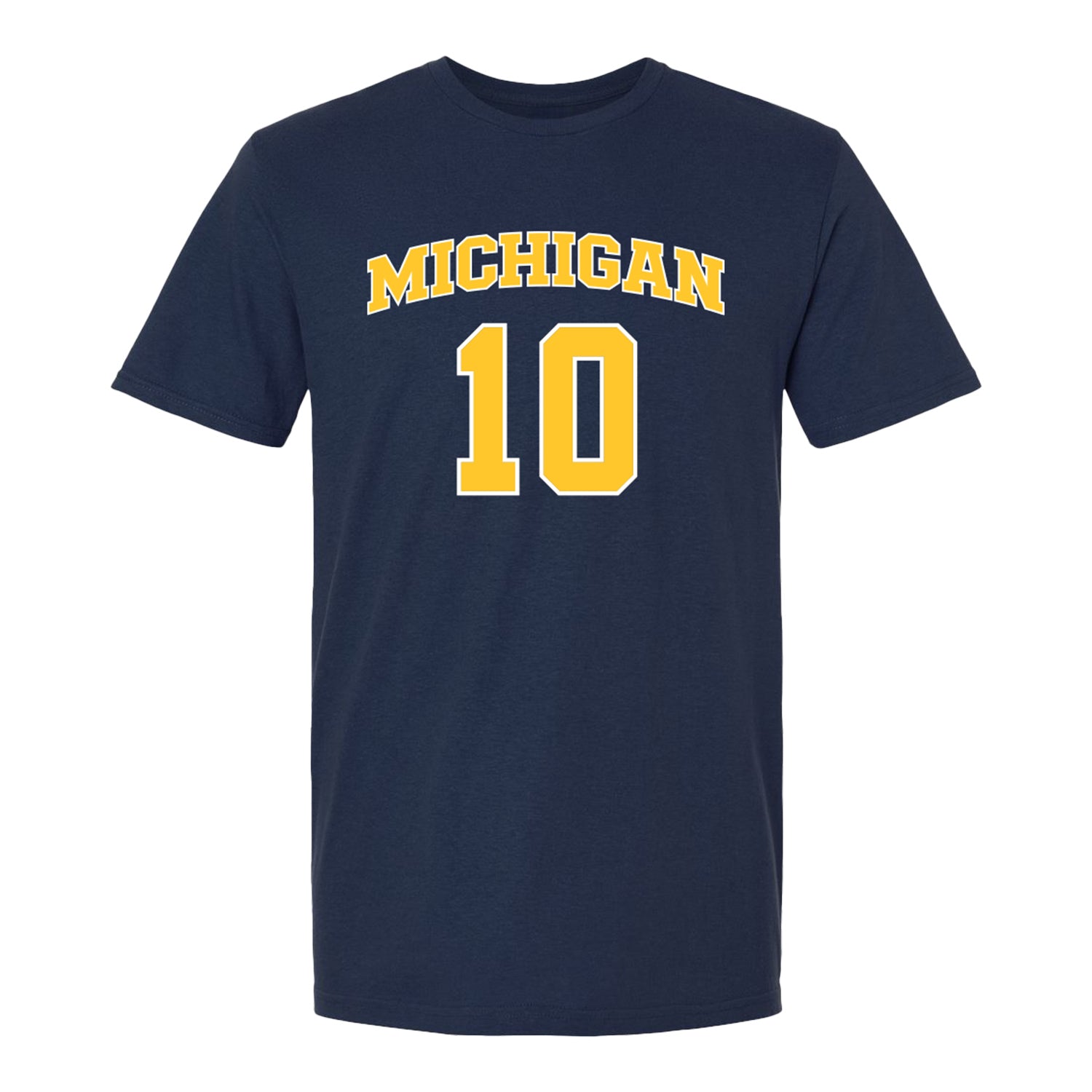 Michigan Wolverines Men's Basketball Student Athlete #10 Winters Grady T-Shirt In Blue - Front View