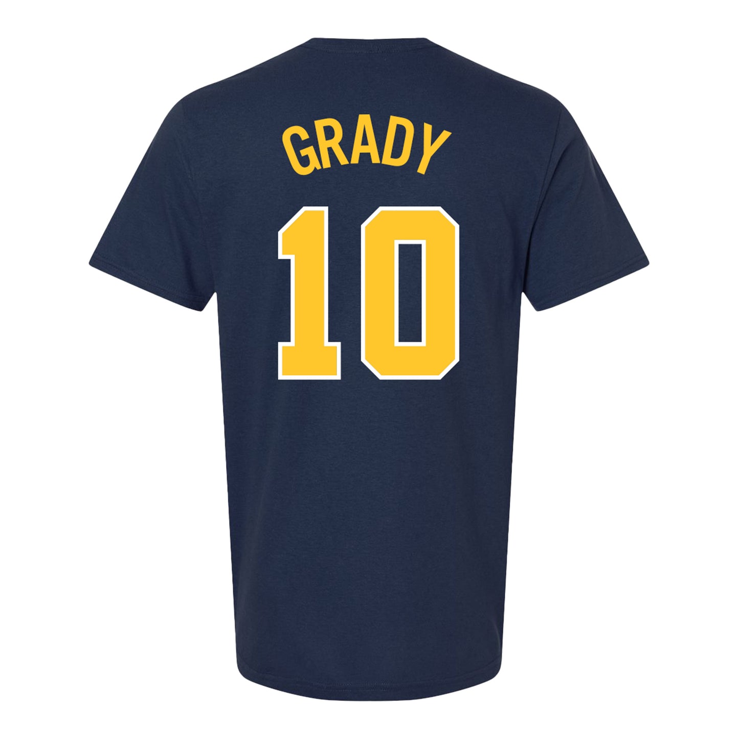 Michigan Wolverines Men's Basketball Student Athlete #10 Winters Grady T-Shirt In Blue - Back View