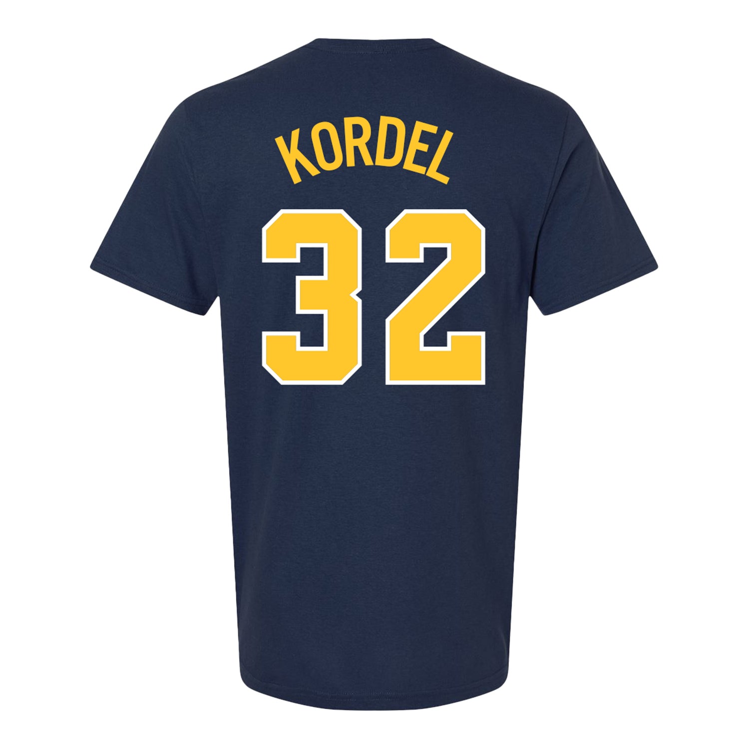 Michigan Wolverines Men's Basketball Student Athlete #32 Malick Kordel T-Shirt In Blue - Back View