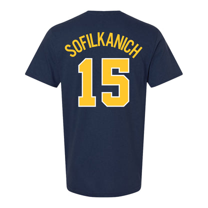 Michigan Wolverines Women's Basketball Student Athlete #15 Ashley Sofikanich T-Shirt - Back View