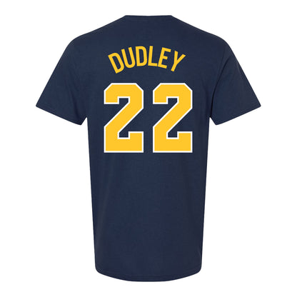 Michigan Wolverines Women's Basketball Student Athlete #22 Kendall Dudley T-Shirt In Blue - Back View