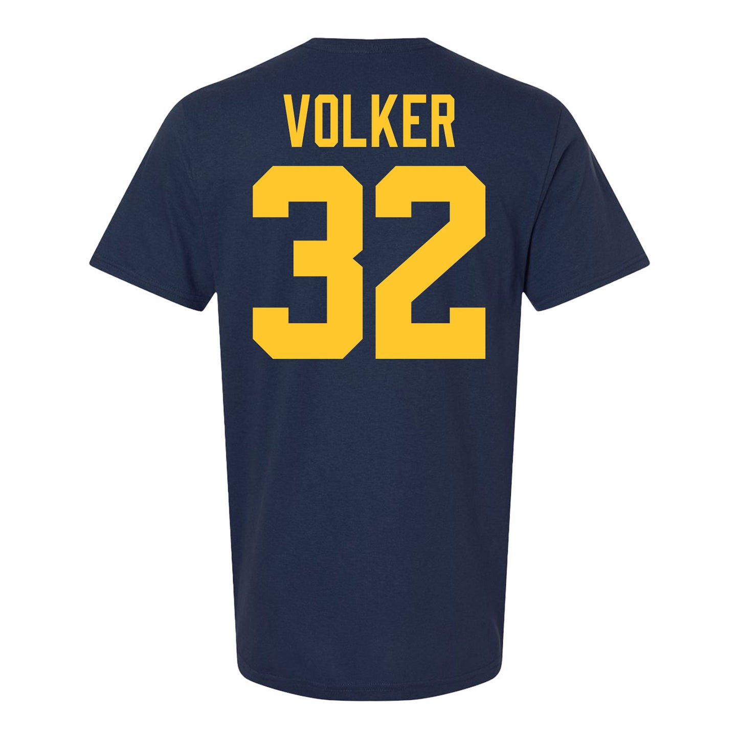 Michigan Wolverines #32 John Volker Student Athlete Blue Football T-Shirt In Blue - Back View