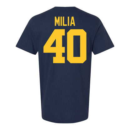 Michigan Wolverines #40 Rocco Milia Student Athlete Blue Football T-Shirt - Back View