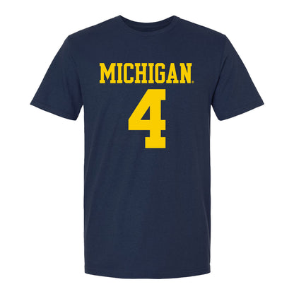 Michigan Wolvernes #4 Lilley Bosley Student Athlete Navy Women's Soccer T-Shirt