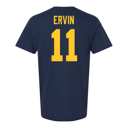 Michigan Wolvernes #11 Elle Ervin Student Athlete Navy Women's Soccer T-Shirt