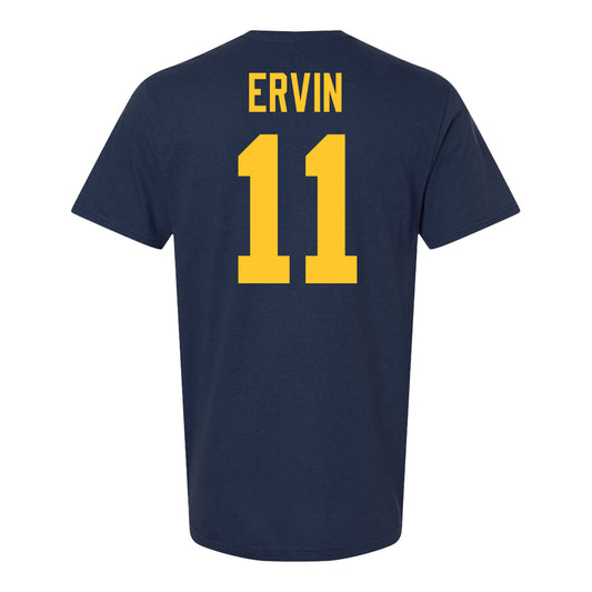 Michigan Wolvernes #11 Elle Ervin Student Athlete Navy Women's Soccer T-Shirt
