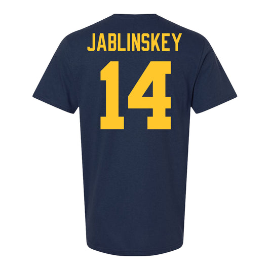 Michigan Wolvernes #11 Ella Jablinskey Student Athlete Navy Women's Soccer T-Shirt