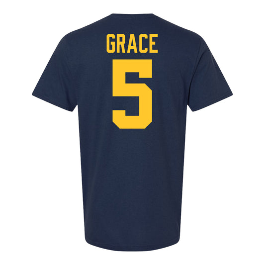 Michigan Wolvernes #5 Hunter Grace Student Athlete Navy Field Hockey T-Shirt