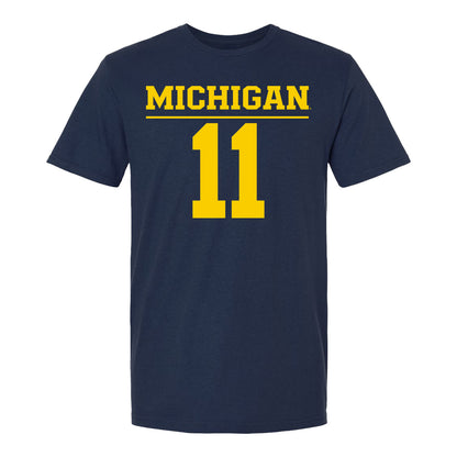 Michigan Wolvernes #11 Payton Maloney Student Athlete Navy Field Hockey T-Shirt