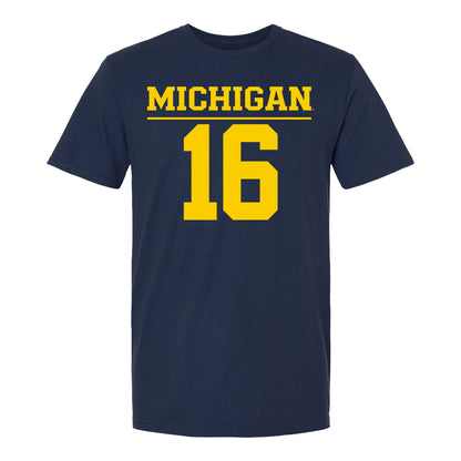 Michigan Wolvernes #16 Sofia Ghanbari Student Athlete Navy Field Hockey T-Shirt
