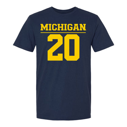 Michigan Wolvernes #20 Lillian Mitchell Student Athlete Navy Field Hockey T-Shirt