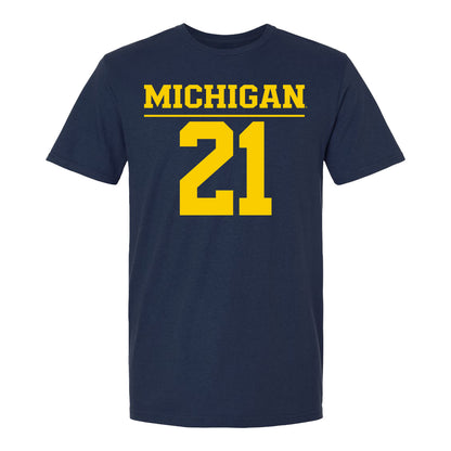 Michigan Wolvernes #21 Cami Wiseman Student Athlete Navy Field Hockey T-Shirt