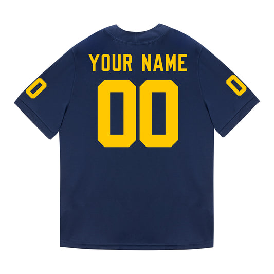 Michigan Wolverines Nike Personalized Blue Football Jersey - Example Back
