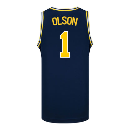 Michigan Wolverines #1 Olivia Olson Student Athlete Blue Women's Basketball Jersey - Back View