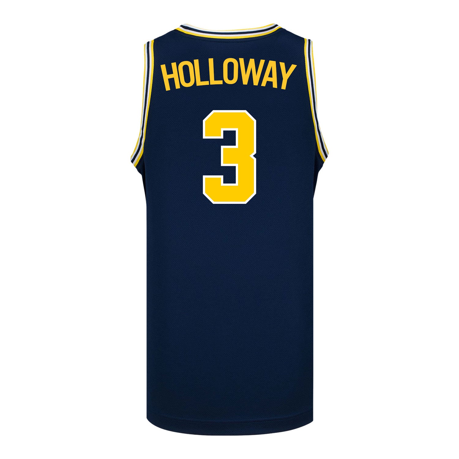Michigan Wolverines #3 Mila Holloway Student Athlete Blue Women's Basketball Jersey - Back View