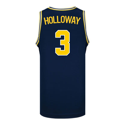 Michigan Wolverines #3 Mila Holloway Student Athlete Blue Women's Basketball Jersey - Back View