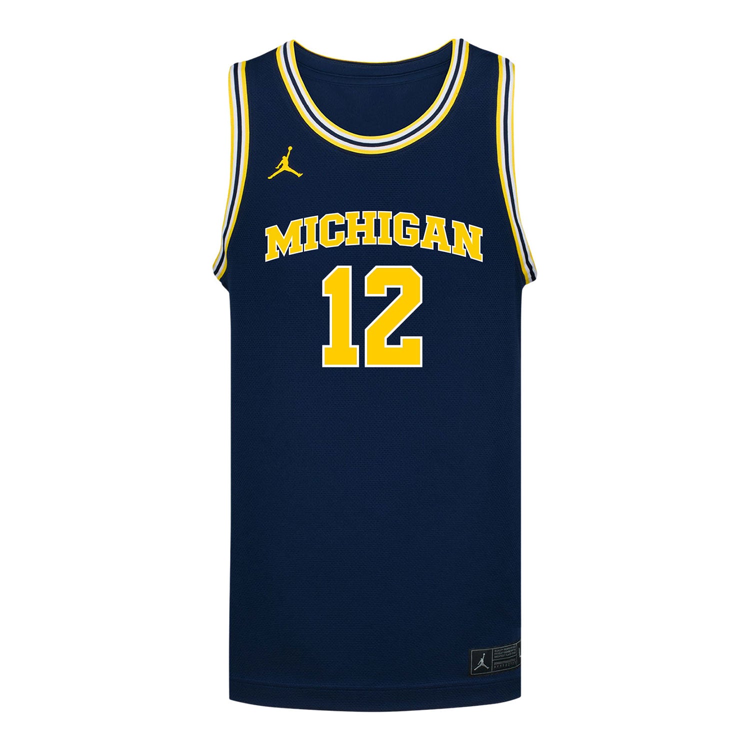 Michigan Wolverines #12 Syla Swords Student Athlete Blue Women's Basketball Jersey - Front View