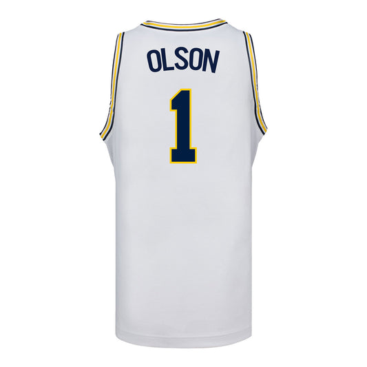 Michigan Wolverines #1 Olivia Olson Student Athlete White Women's Basketball Jersey - Back View