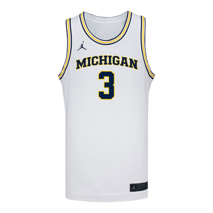 Michigan Wolverines #3 Mila Holloway Student Athlete White Women's Basketball Jersey - Front View