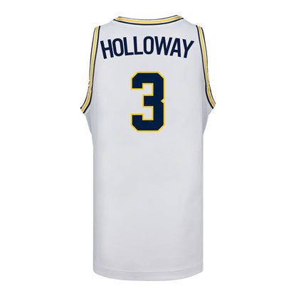 Michigan Wolverines #3 Mila Holloway Student Athlete White Women's Basketball Jersey - Back View