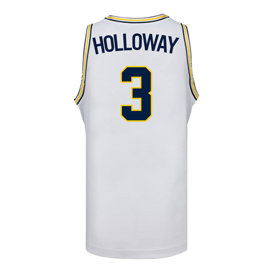 Michigan Wolverines #3 Mila Holloway Student Athlete White Women's Basketball Jersey - Back View