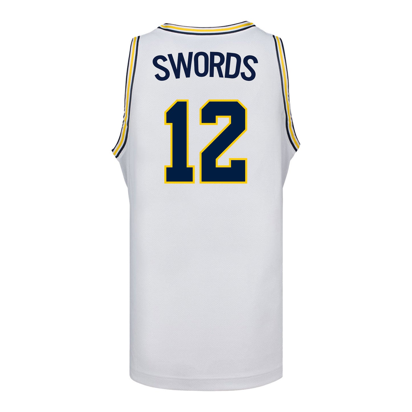 Michigan Wolverines #12 Syla Swords Student Athlete White Women's Basketball Jersey - Back View