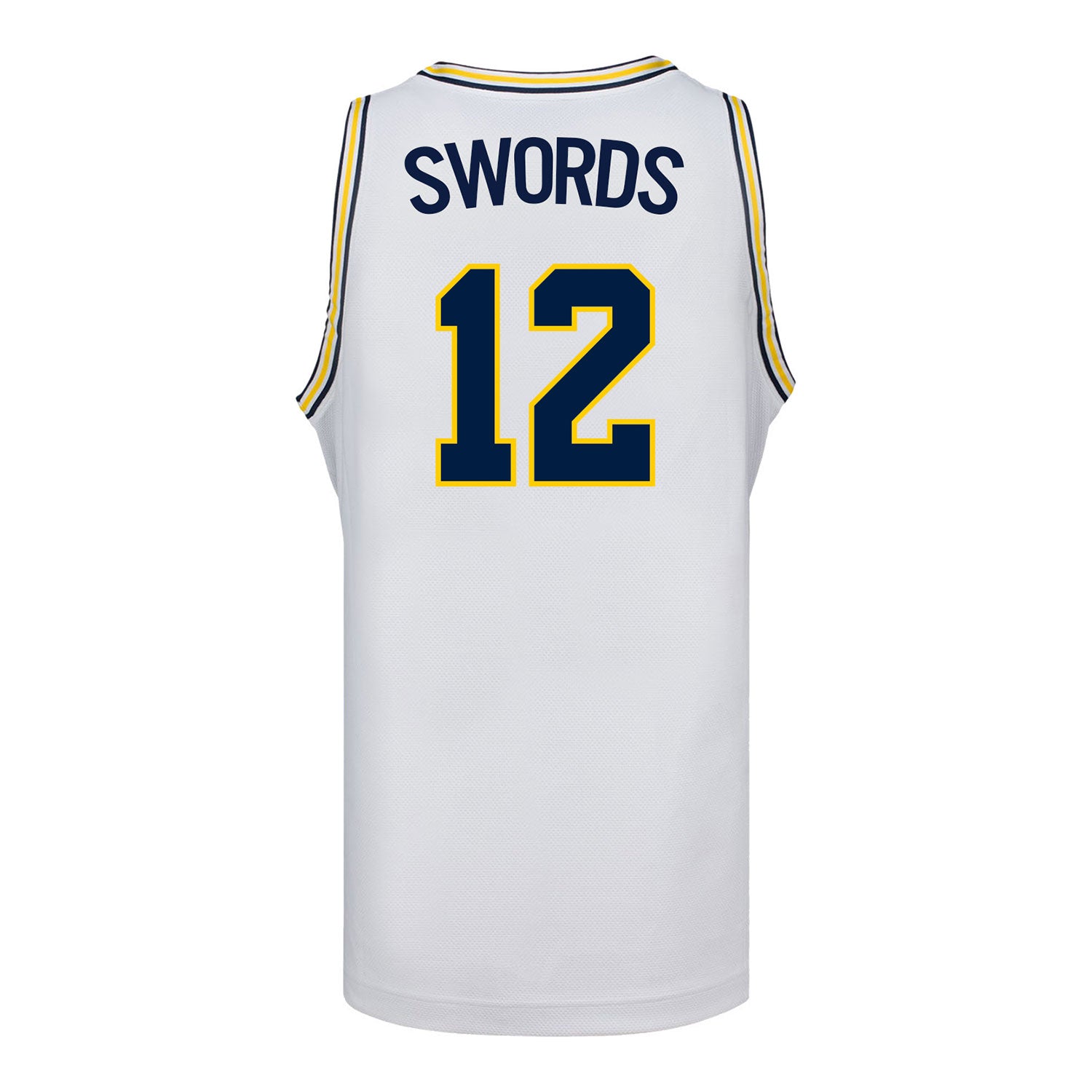 Michigan Wolverines #12 Syla Swords Student Athlete White Women's Basketball Jersey - Back View