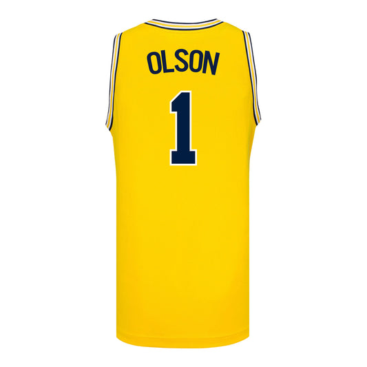 Michigan Wolverines #1 Olivia Olson Student Athlete Maize Women's Basketball Jersey - Back View