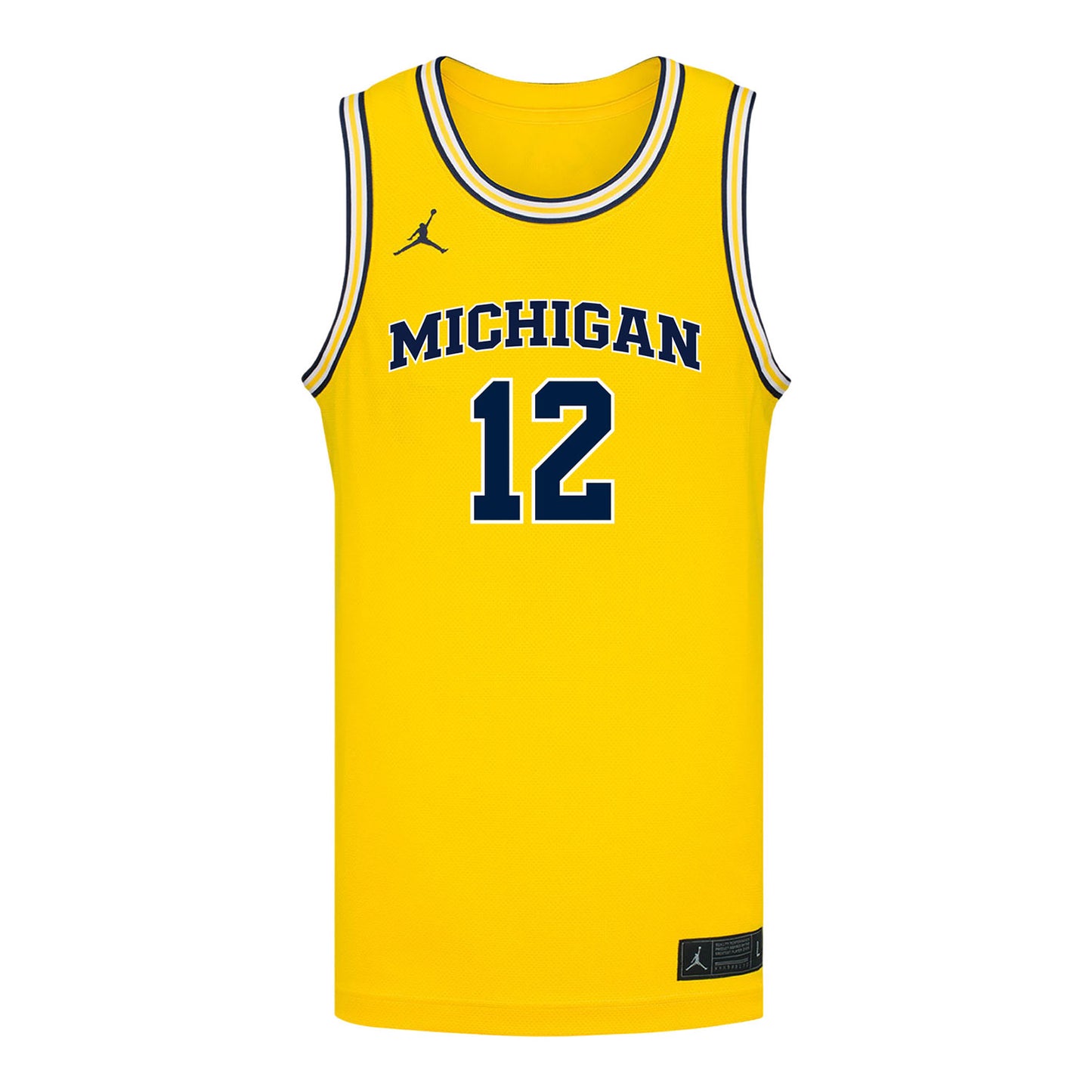 Michigan Wolverines #12 Syla Swords Student Athlete Maize Women's Basketball Jersey - Front View