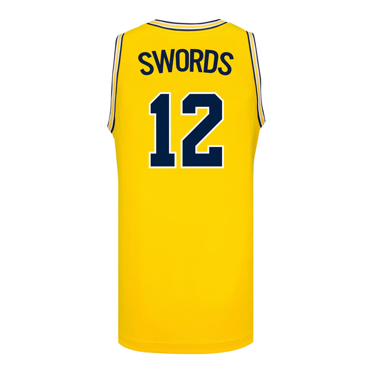Michigan Wolverines #12 Syla Swords Student Athlete Maize Women's Basketball Jersey - Back View