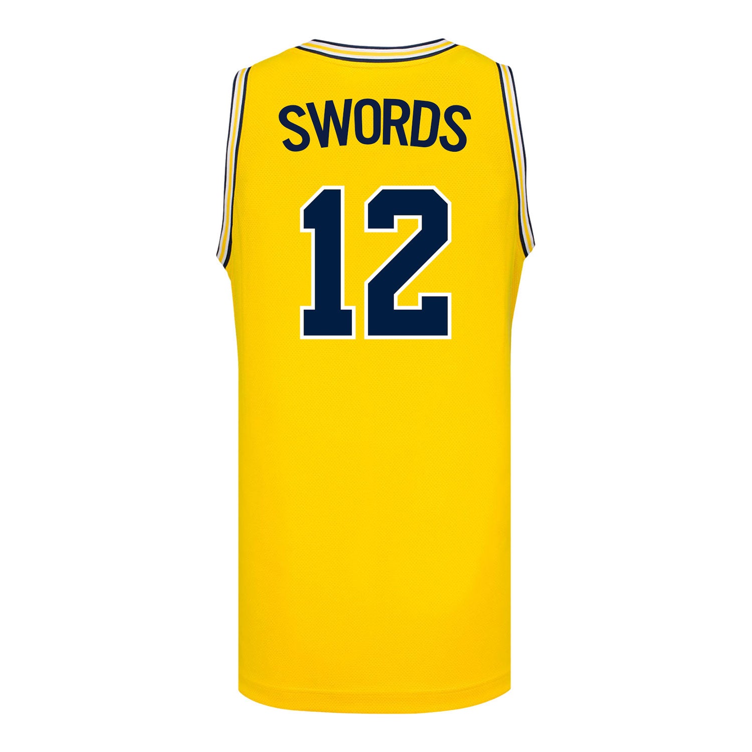 Michigan Wolverines #12 Syla Swords Student Athlete Maize Women's Basketball Jersey - Back View