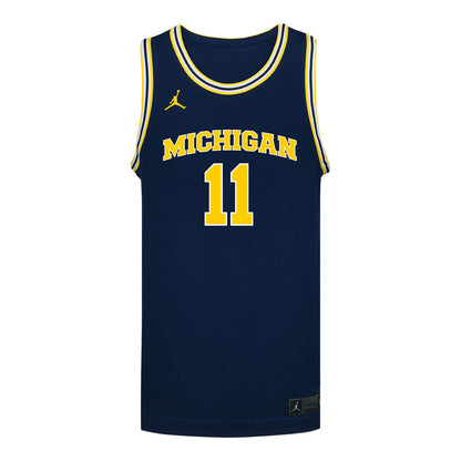 Michigan Wolverines #11 Roddy Gayle Student Athlete Blue Basketball Jersey - Front View
