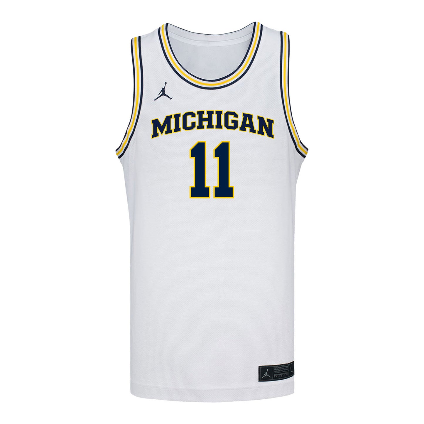 Michigan Wolverines #11 Roddy Gayle Student Athlete White Basketball Jersey - Front View