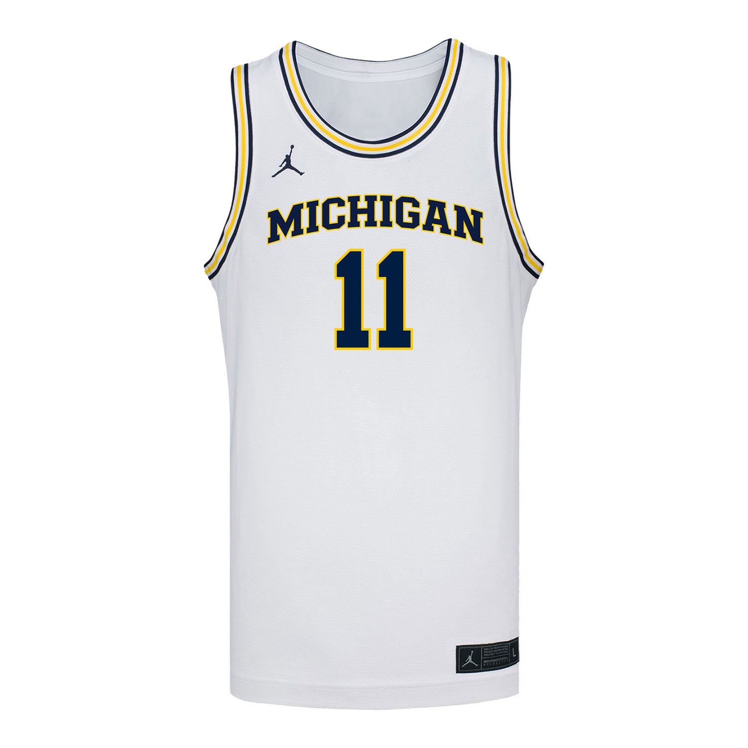 Michigan Wolverines #11 Roddy Gayle Student Athlete White Basketball Jersey - Front View
