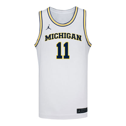 Michigan Wolverines #11 Roddy Gayle Student Athlete White Basketball Jersey - Front View