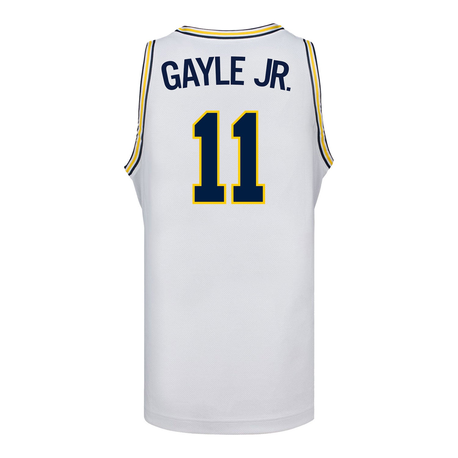 Michigan Wolverines #11 Roddy Gayle Student Athlete White Basketball Jersey - Back View