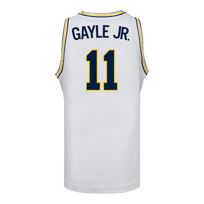 Michigan Wolverines #11 Roddy Gayle Student Athlete White Basketball Jersey - Back View