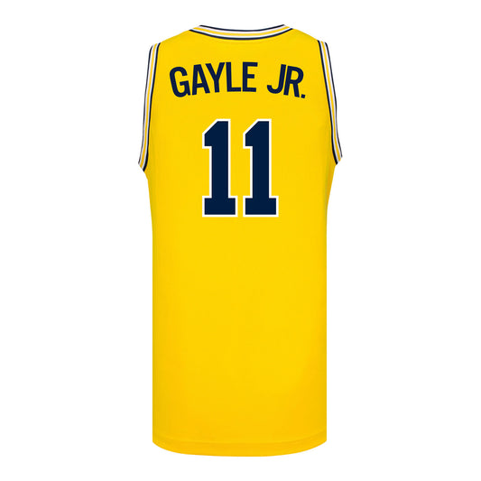 Michigan Wolverines #11 Roddy Gayle Student Athlete Maize Basketball Jersey - Back View