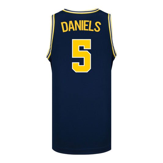 Michigan Wolverines #5 Brooke Daniels Student Athlete Blue Women's Basketball Jersey - Back View