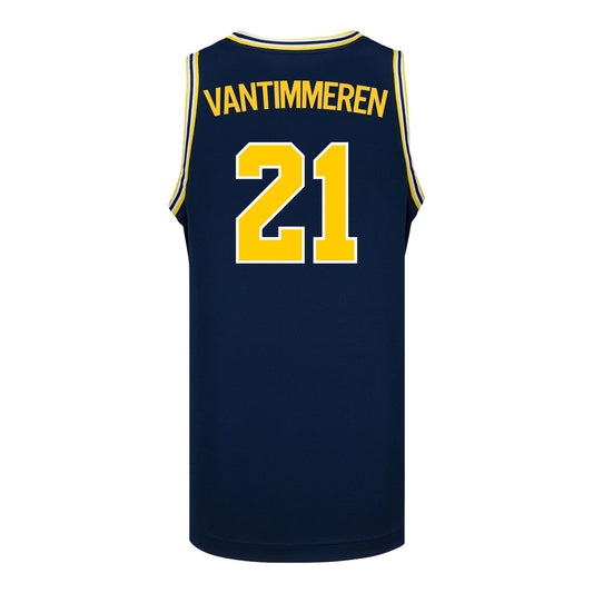 Michigan Wolverines #21 Ally VanTimmeren Student Athlete Blue Women's Basketball Jersey - Back View