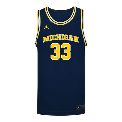 Michigan Wolverines #33 Te'Yala Delfosse Student Athlete Blue Women's Basketball Jersey - Front View